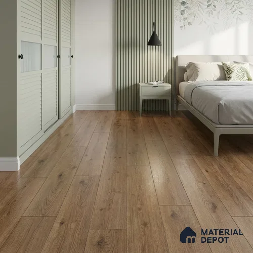 Natural Beige Oak Laminate Wood Floor 4.13 ft x 7.55 inch - 8 mm | LF 00353 F | Unilin Patented Locking | AC4 Grade 25-Year Residential Warranty | Suitable For Living Room, Bedroom & Office