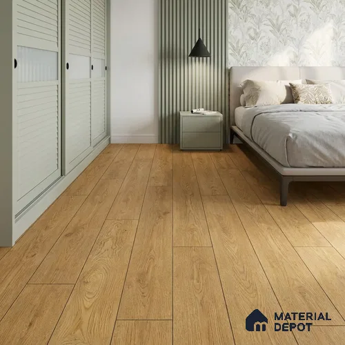 Honey Oak Laminate Wood Floor 4.13 ft x 7.55 inch - 8 mm | LF 00353 | Unilin Patented Locking | AC4 Grade 25-Year Residential Warranty | Suitable For Living Room, Bedroom & Office