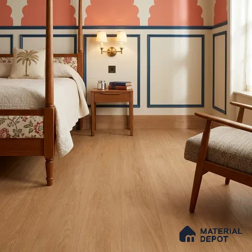 Golden Wood Suede Finish Hybrid Vinyl Flooring | VF 00164 D | 4 ft x 7.2 Inch - 3 mm | Suitable For Bedroom, Office & Indoor Sports Area