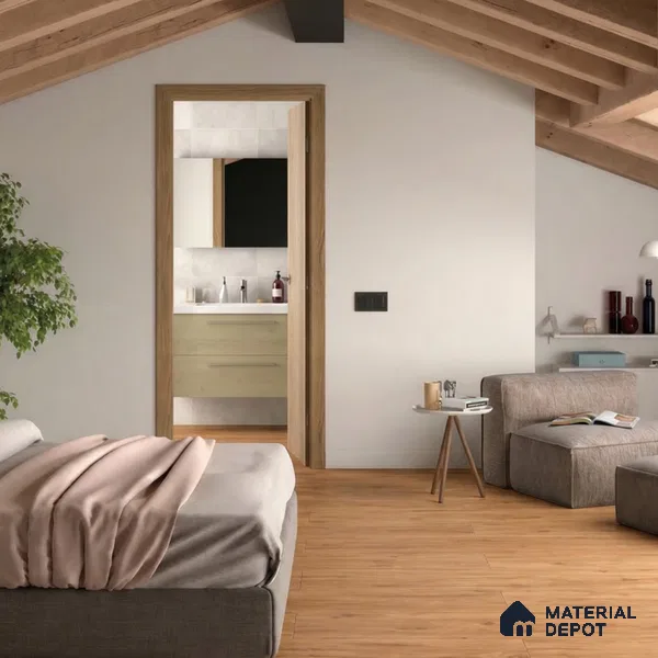 Caramel Wood Suede Finish Hybrid Vinyl Flooring | VF 00164 E | 4 ft x 7.2 Inch - 3 mm | Suitable For Bedroom, Office & Indoor Sports Area