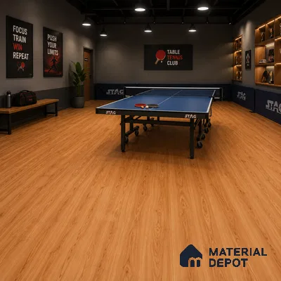 Caramel Wood Suede Finish Hybrid Vinyl Flooring | VF 00164 E | 4 ft x 7.2 Inch - 3 mm | Suitable For Bedroom, Office & Indoor Sports Area