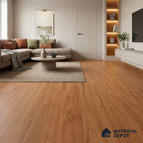 Caramel Wood Suede Finish Hybrid Vinyl Flooring | VF 00164 E | 4 ft x 7.2 Inch - 3 mm | Suitable For Bedroom, Office & Indoor Sports Area