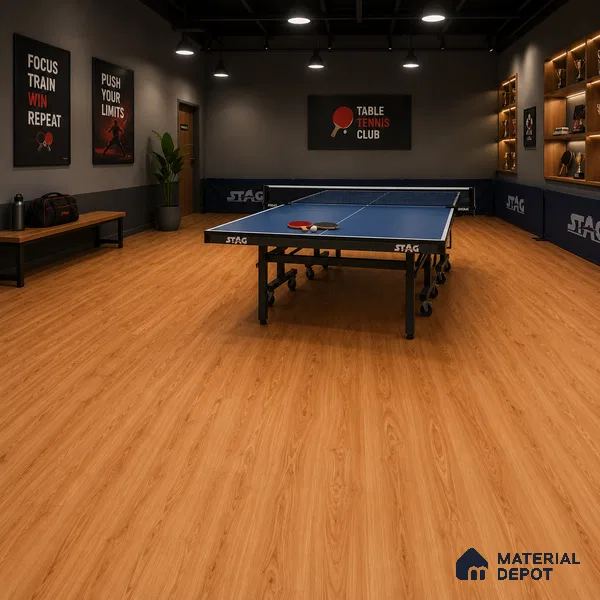 Caramel Wood Suede Finish Hybrid Vinyl Flooring | VF 00164 E | 4 ft x 7.2 Inch - 3 mm | Suitable For Bedroom, Office & Indoor Sports Area