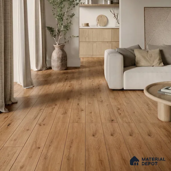 Amber Oak Suede Finish Hybrid Vinyl Flooring | VF 00164 F | 4 ft x 7.2 Inch - 3 mm | Suitable For Bedroom, Office & Indoor Sports Area