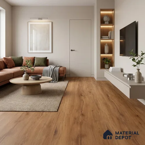 Amber Oak Suede Finish Hybrid Vinyl Flooring | VF 00164 F | 4 ft x 7.2 Inch - 3 mm | Suitable For Bedroom, Office & Indoor Sports Area
