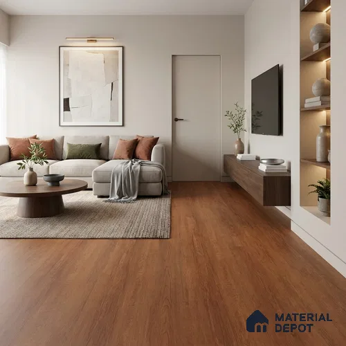 Mahogany Suede Finish Hybrid Vinyl Flooring | VF 00164 H | 4 ft x 7.2 Inch - 3 mm | Suitable For Bedroom, Office & Indoor Sports Area