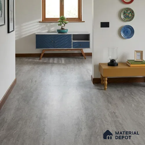 Cement Gray Suede Finish Hybrid Vinyl Flooring | VF 00164 J | 3 ft x 1 ft - 3 mm | Suitable For Bedroom, Office & Indoor Sports Area