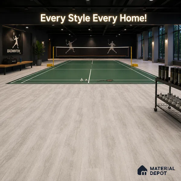 Cement Gray Suede Finish Hybrid Vinyl Flooring | VF 00164 J | 3 ft x 1 ft - 3 mm | Suitable For Bedroom, Office & Indoor Sports Area
