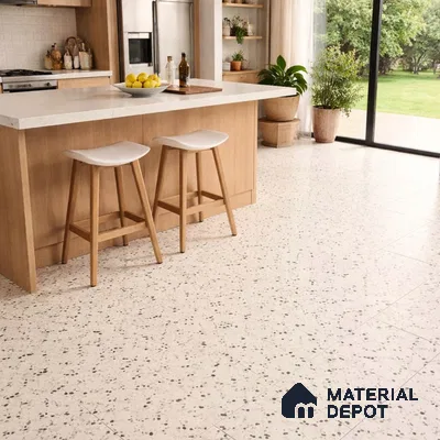 Terrazo Suede Finish Hybrid Vinyl Flooring | VF 00164 K | 3 ft x 1 ft - 3 mm | Suitable For Bedroom, Office & Indoor Sports Area