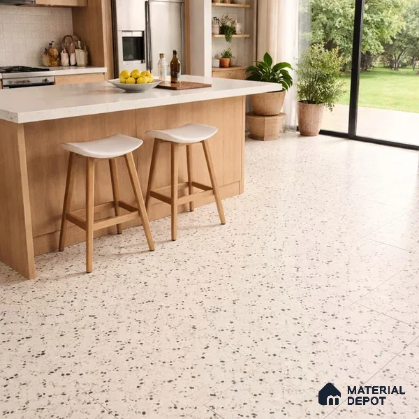 Terrazo Suede Finish Hybrid Vinyl Flooring | VF 00164 K | 3 ft x 1 ft - 3 mm | Suitable For Bedroom, Office & Indoor Sports Area