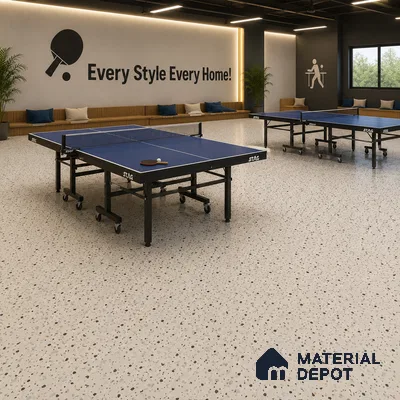 Terrazo Suede Finish Hybrid Vinyl Flooring | VF 00164 K | 3 ft x 1 ft - 3 mm | Suitable For Bedroom, Office & Indoor Sports Area