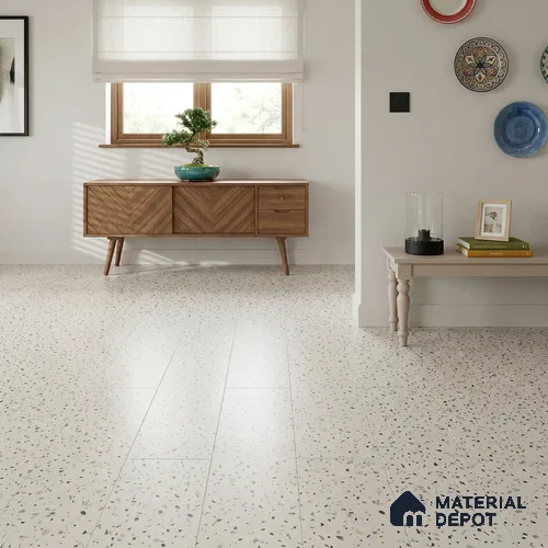 Terrazo Suede Finish Hybrid Vinyl Flooring | VF 00164 K | 3 ft x 1 ft - 3 mm | Suitable For Bedroom, Office & Indoor Sports Area