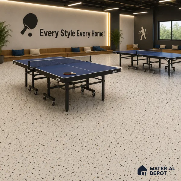 Terrazo Suede Finish Hybrid Vinyl Flooring | VF 00164 K | 3 ft x 1 ft - 3 mm | Suitable For Bedroom, Office & Indoor Sports Area
