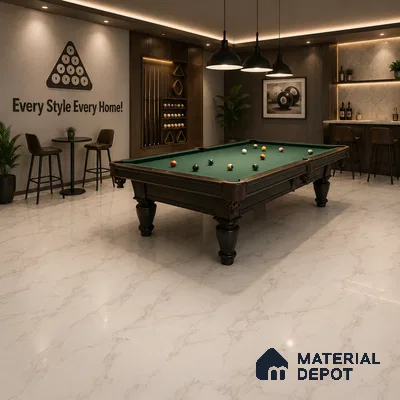 Calcatta Marble Suede Finish Hybrid Vinyl Flooring | VF 00164 L | 3 ft x 1 ft - 3 mm | Suitable For Bedroom, Office & Indoor Sports Area