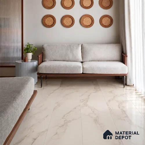 Calcatta Marble Suede Finish Hybrid Vinyl Flooring | VF 00164 L | 3 ft x 1 ft - 3 mm | Suitable For Bedroom, Office & Indoor Sports Area