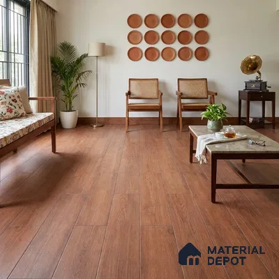 Mahogany Medium Wood Look 4 ft x 7.2 inch - 6.5 mm SPC Flooring | SP 00070 | 10-Year Residential Warranty Click-Lock DIY Installation | Suitable For Kitchen, Living Room & Bedroom