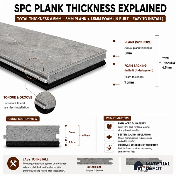 Midway Stone Look 4 ft x 7.2 inch - 6.5 mm SPC Flooring | SP 00067 | 10-Year Residential Warranty Click-Lock DIY Installation | Suitable For Kitchen, Living Room & Bedroom