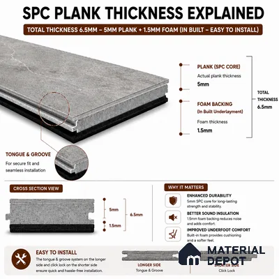 Tumbled Carrara Marble Look 4 ft x 7.2 inch - 6.5 mm SPC Flooring | SP 00066 | 10-Year Residential Warranty Click-Lock DIY Installation | Suitable For Kitchen, Living Room & Bedroom