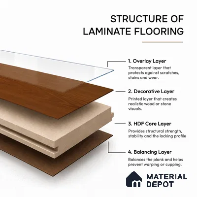 HDF Laminate Wood Floor 4 ft x 8 inch - 8 mm | LF 00286 | 10-Year Residential Warranty AC4 Grade | Arc Click DIY Installation With Wax Coating | Suitable For Living Room, Bedroom & Office
