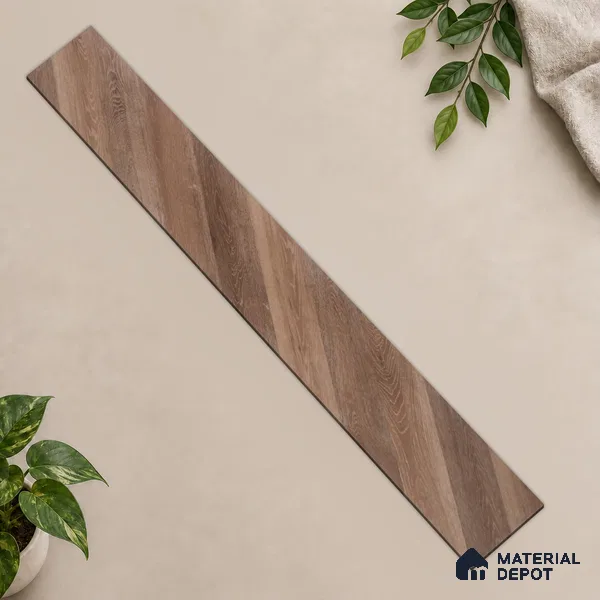 HDF Fish Bone Laminate Wood Floor AC5 Class 33 Grade Chevron Tuscan Harvest Neo LF 00302 D 48 x 12 inch (1220x300 mm) - 8 mm | Natural Wood Grain Surface | V Groove | Unilin Click Locking System Unilin Click Locking System with Moisture Resistant Yellow Backing | European Designs | 12-15 Years Warranty