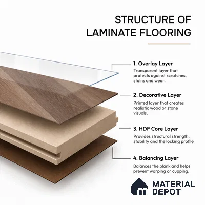 HDF Fish Bone Laminate Wood Floor AC5 Class 33 Grade Chevron Tuscan Harvest Neo LF 00302 D 48 x 12 inch (1220x300 mm) - 8 mm | Natural Wood Grain Surface | V Groove | Unilin Click Locking System Unilin Click Locking System with Moisture Resistant Yellow Backing | European Designs | 12-15 Years Warranty