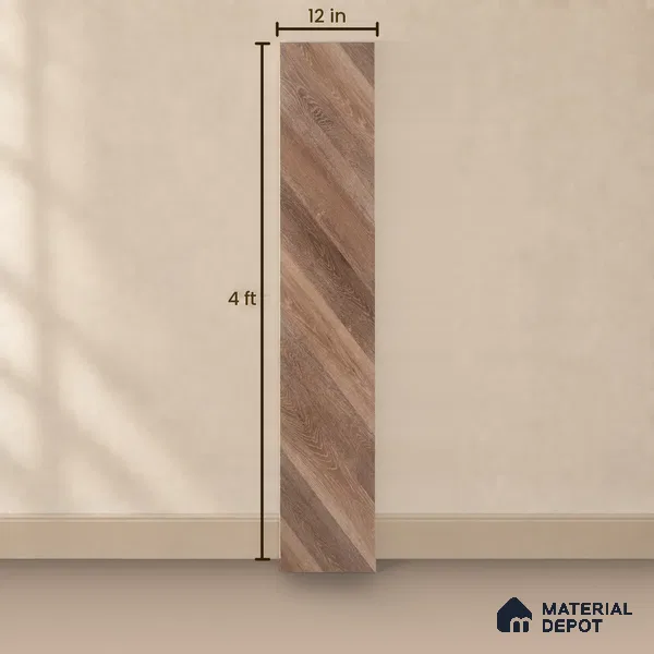 HDF Fish Bone Laminate Wood Floor AC5 Class 33 Grade Chevron Tuscan Harvest Neo LF 00302 D 48 x 12 inch (1220x300 mm) - 8 mm | Natural Wood Grain Surface | V Groove | Unilin Click Locking System Unilin Click Locking System with Moisture Resistant Yellow Backing | European Designs | 12-15 Years Warranty