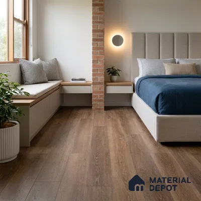 HDF Fish Bone Laminate Wood Floor AC5 Class 33 Grade Chevron Tuscan Harvest Neo LF 00302 D 48 x 12 inch (1220x300 mm) - 8 mm | Natural Wood Grain Surface | V Groove | Unilin Click Locking System Unilin Click Locking System with Moisture Resistant Yellow Backing | European Designs | 12-15 Years Warranty