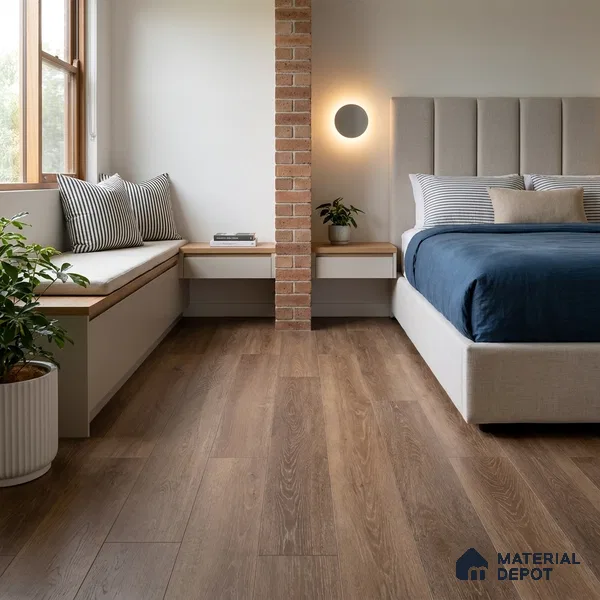 HDF Fish Bone Laminate Wood Floor AC5 Class 33 Grade Chevron Tuscan Harvest Neo LF 00302 D 48 x 12 inch (1220x300 mm) - 8 mm | Natural Wood Grain Surface | V Groove | Unilin Click Locking System Unilin Click Locking System with Moisture Resistant Yellow Backing | European Designs | 12-15 Years Warranty