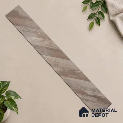 HDF Fish Bone Laminate Wood Floor AC5 Class 33 Grade Chevron Oak Rustic LF 00302 E 48 x 12 inch (1220x300 mm) - 8 mm | Natural Wood Grain Surface | V Groove | Unilin Click Locking System Unilin Click Locking System with Moisture Resistant Yellow Backing | European Designs | 12-15 Years Warranty