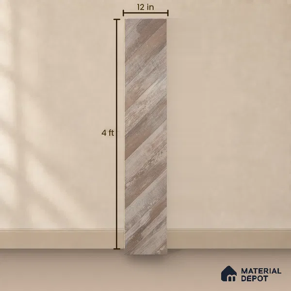 HDF Fish Bone Laminate Wood Floor AC5 Class 33 Grade Chevron Oak Rustic LF 00302 E 48 x 12 inch (1220x300 mm) - 8 mm | Natural Wood Grain Surface | V Groove | Unilin Click Locking System Unilin Click Locking System with Moisture Resistant Yellow Backing | European Designs | 12-15 Years Warranty