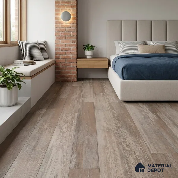 HDF Fish Bone Laminate Wood Floor AC5 Class 33 Grade Chevron Oak Rustic LF 00302 E 48 x 12 inch (1220x300 mm) - 8 mm | Natural Wood Grain Surface | V Groove | Unilin Click Locking System Unilin Click Locking System with Moisture Resistant Yellow Backing | European Designs | 12-15 Years Warranty