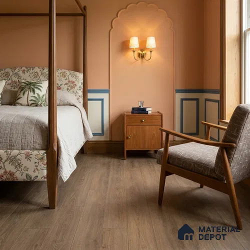 Coffee Wood Look Light Wood Look 4 ft x 7 inch - 5 mm SPC Flooring | SP 00079 | 5-Year Warranty Click-Lock DIY Installation | Suitable For Kitchen, Living Room & Bedroom