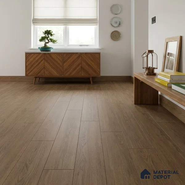 Coffee Wood Look Light Wood Look 4 ft x 7 inch - 5 mm SPC Flooring | SP 00079 | 5-Year Warranty Click-Lock DIY Installation | Suitable For Kitchen, Living Room & Bedroom
