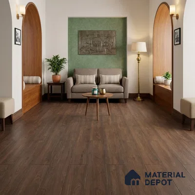 Hickory Haze Dark Wood Look 4 ft x 7 inch - 5 mm SPC Flooring | SP 00085 | 5-Year Warranty Click-Lock DIY Installation | Suitable For Kitchen, Living Room & Bedroom