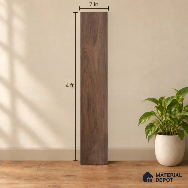Hickory Haze Dark Wood Look 4 ft x 7 inch - 5 mm SPC Flooring | SP 00085 | 5-Year Warranty Click-Lock DIY Installation | Suitable For Kitchen, Living Room & Bedroom