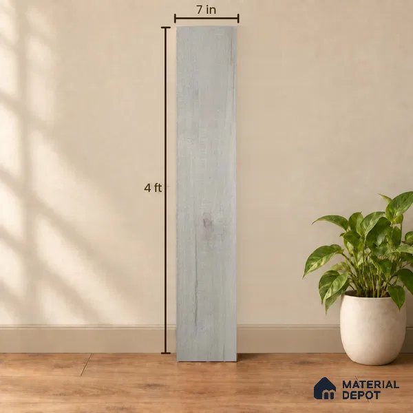 Moonlight Grey Grey Wood Look 4 ft x 7 inch - 6 mm SPC Flooring | SP 00091 | 5-Year Warranty Click-Lock DIY Installation | Suitable For Kitchen, Living Room & Bedroom