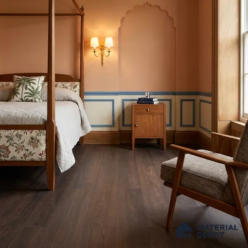 Walnut Royale Medium Wood Look 4 ft x 7 inch - 6 mm SPC Flooring | SP 00081 B | 5-Year Warranty Click-Lock DIY Installation | Suitable For Kitchen, Living Room & Bedroom