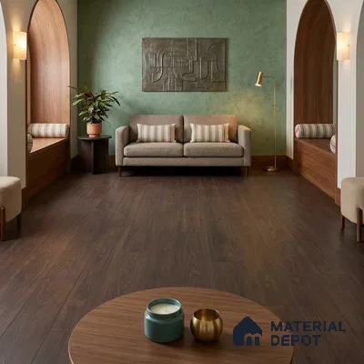 Walnut Royale Medium Wood Look 4 ft x 7 inch - 6 mm SPC Flooring | SP 00081 B | 5-Year Warranty Click-Lock DIY Installation | Suitable For Kitchen, Living Room & Bedroom