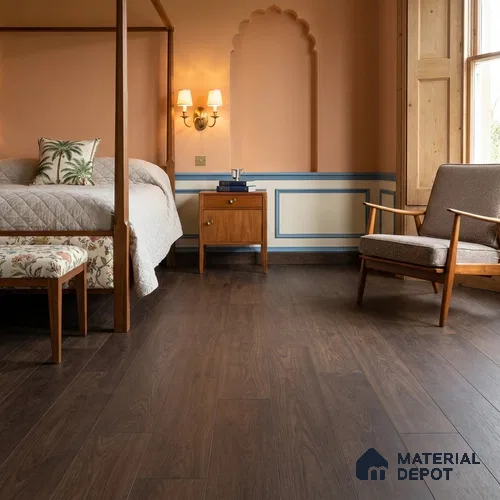 Walnut Royale Medium Wood Look 4 ft x 7 inch - 5 mm SPC Flooring | SP 00081 | 5-Year Warranty Click-Lock DIY Installation | Suitable For Kitchen, Living Room & Bedroom