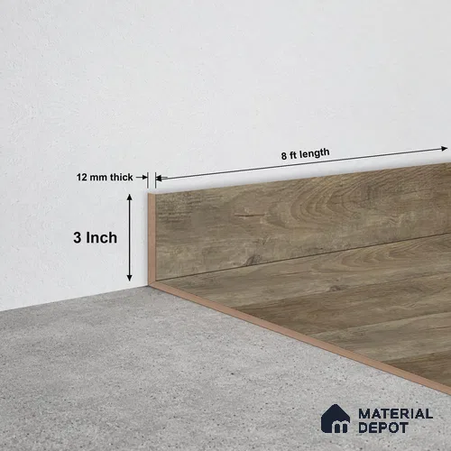 SPC Skirting TF 00402 I | 8 ft x 3 inch - 12 mm | Compatible for SPC Floor SP 00106