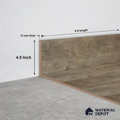 SPC Skirting TF 00402 L | 8 ft x 4.5 inch - 12 mm | Compatible for SPC Floor SP 00106