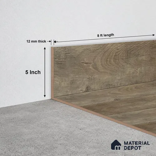 SPC Skirting TF 00402 M | 8 ft x 5 inch - 12 mm | Compatible for SPC Floor SP 00106