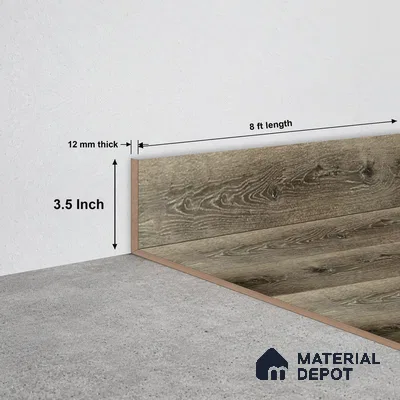 SPC Skirting TF 00406 J |  8 ft x 3.5 inch  - 12 mm | Compatible for SPC Floor SP 00102
