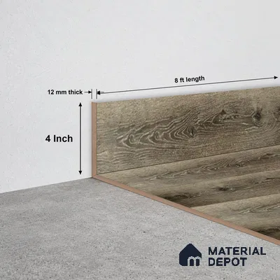 SPC Skirting TF 00406 K |  8 ft x 4 inch  - 12 mm | Compatible for SPC Floor SP 00102