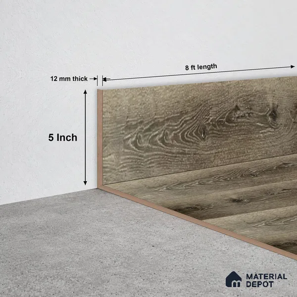 SPC Skirting TF 00406 M | 8 ft x 5 inch - 12 mm | Compatible for SPC Floor SP 00102