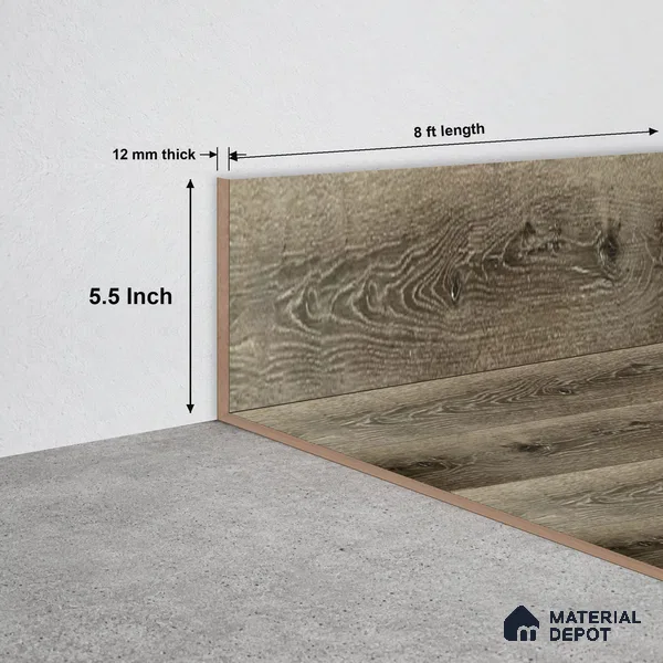 SPC Skirting TF 00406 N | 8 ft x 5.5 inch - 12 mm | Compatible for SPC Floor SP 00102