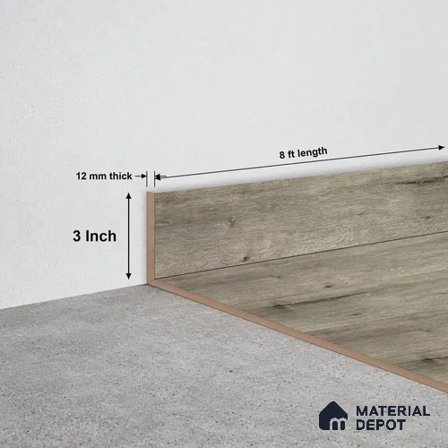 SPC Skirting TF 00412 I | 8 ft x 3 inch - 12 mm | Compatible for SPC Floor SP 00096