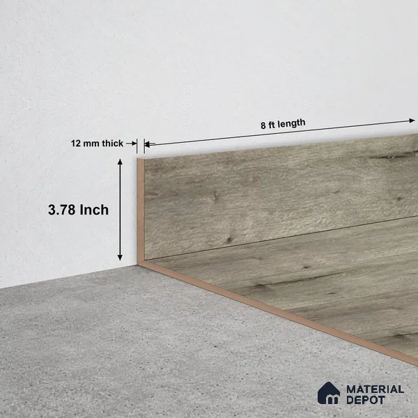 SPC Skirting TF 00412 T |  8 ft x 3.78 inch  - 12 mm | Compatible for SPC Floor SP 00096