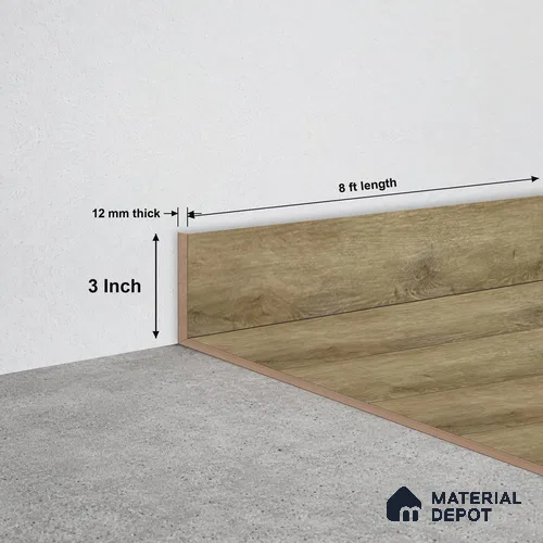 SPC Skirting TF 00405 I |  8 ft x 3 inch  - 12 mm | Compatible for SPC Floor SP 00103