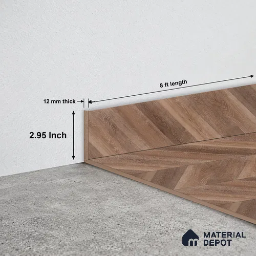 MDF Skirting Chevron PM 00452 F | 8 ft x 3 inch x 12 mm | Compatible for Laminate Wood Floor LF 00302 D | Clean Edge Cover for Floor-Wall Gap